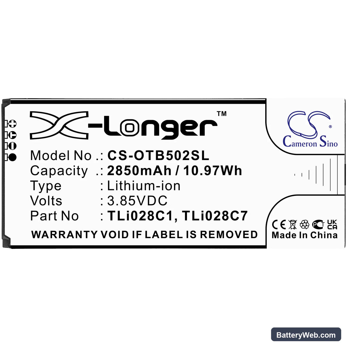 AT&T 4188C Replacement Battery, 3.85V, 2850mAh, Li-ion 3