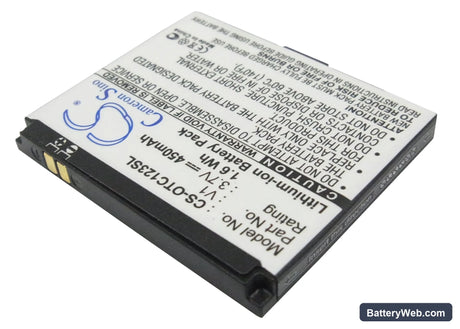 Alcatel OT-C123 Replacement Battery, 3.7V, 450mAh, Li-ion 2