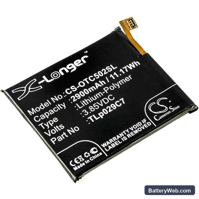 Alcatel One Touch Idol 3C Replacement Battery, 3.85V, 2900mAh, Li-Polymer 1