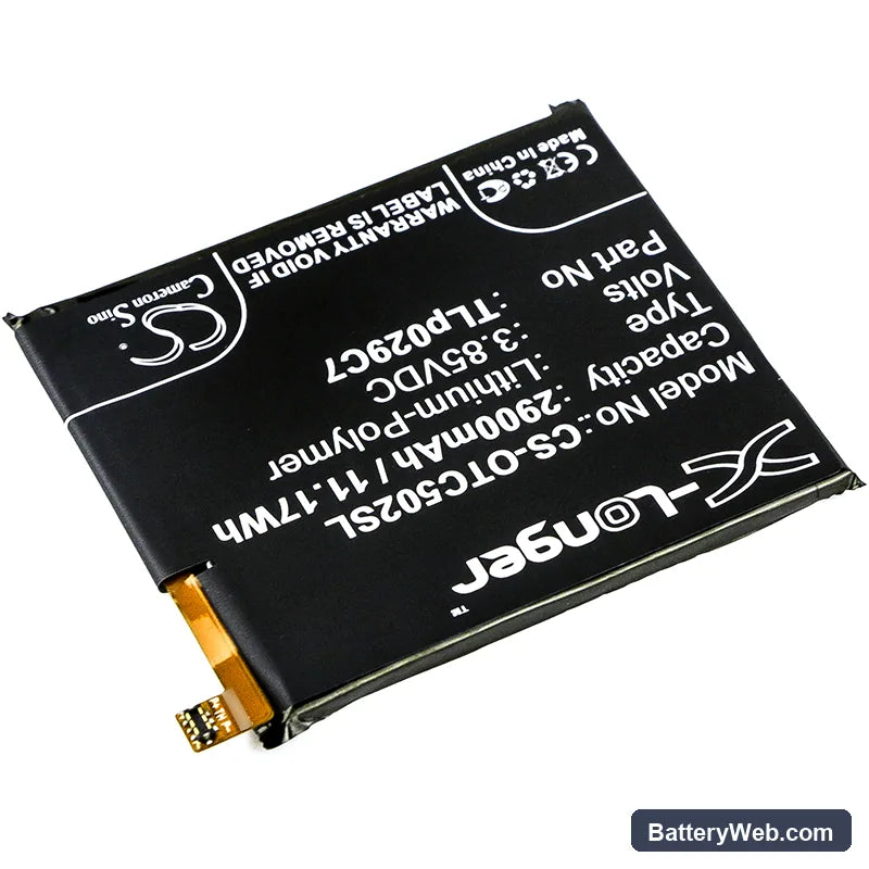 Alcatel One Touch Idol 3C Replacement Battery, 3.85V, 2900mAh, Li-Polymer 2