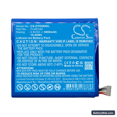 Alcatel EE60 Replacement Battery, 3.8V, 5000mAh, Li-ion 3