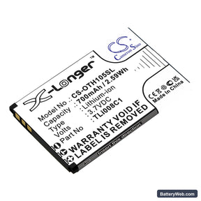 Alcatel OneTouch 1054 Replacement Battery, 3.7V, 700mAh, Li-ion 1