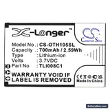 Alcatel OneTouch 1054 Replacement Battery, 3.7V, 700mAh, Li-ion 3