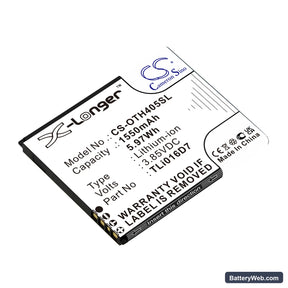 Alcatel U3 2018 4G Replacement Battery, 3.85V, 1550mAh, Li-ion 1