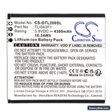 TCL MW513U Replacement Battery, 3.8V, 4300mAh, Li-ion 3