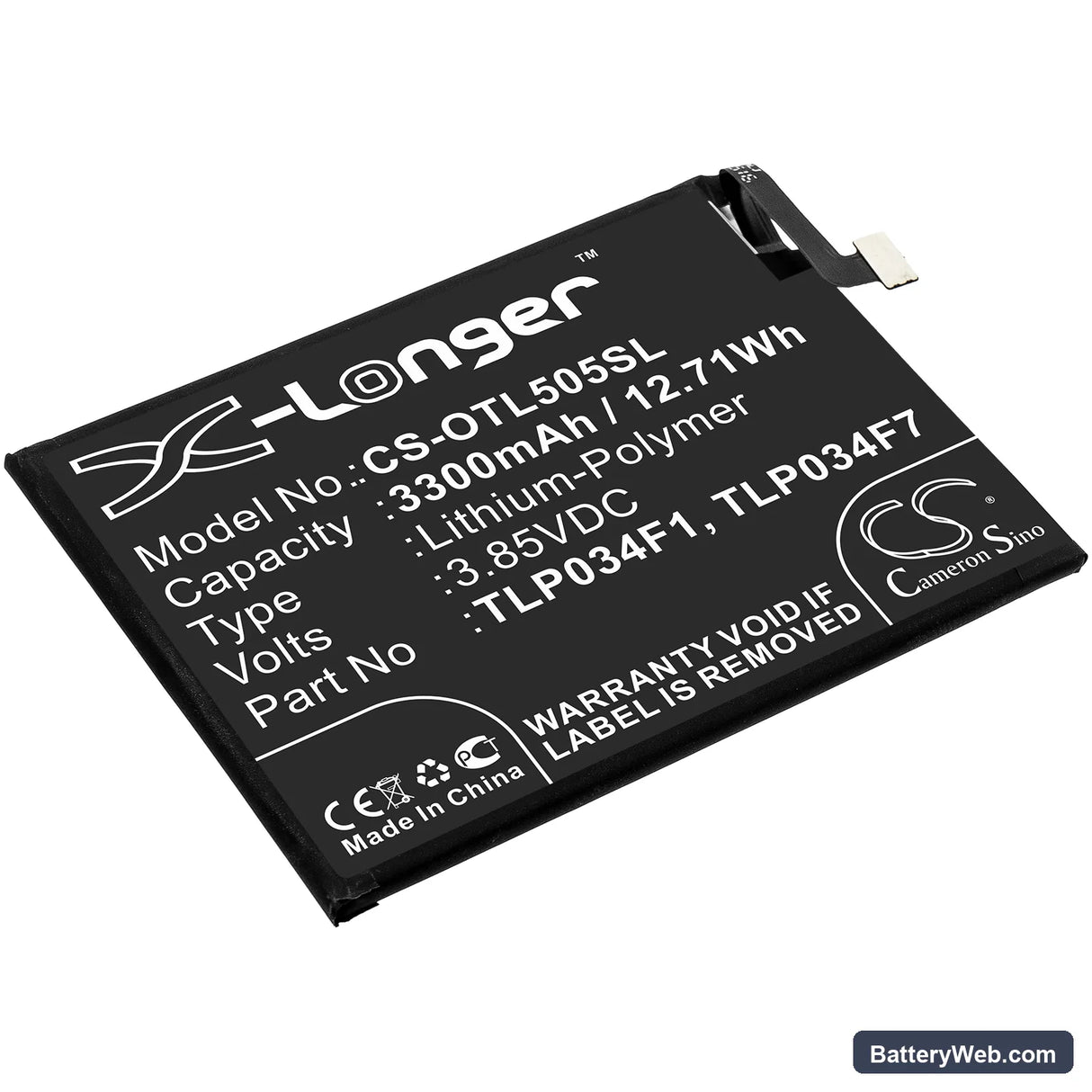 MetroPCS Revvl 4 Replacement Battery, 3.85V, 3300mAh, Li-Polymer 1