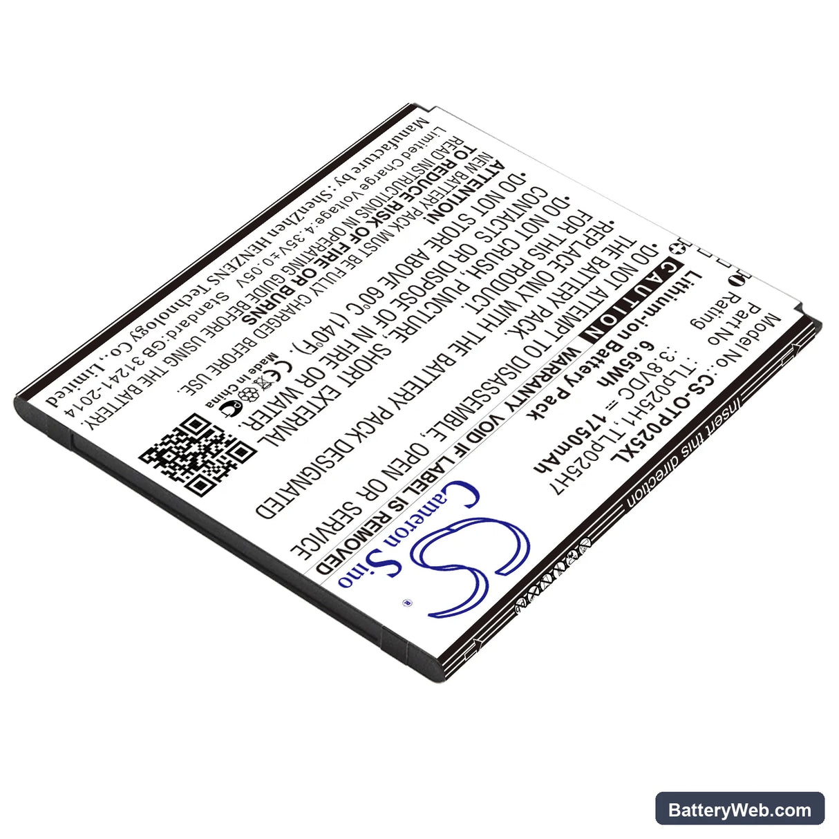 Alcatel One Touch POP 4 Replacement Battery, 3.8V, 1750mAh, Li-ion 2