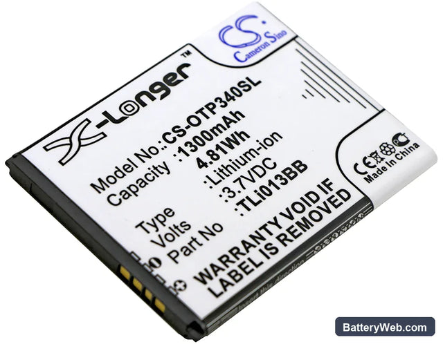 Alcatel One Touch Pixi 3 4.0 Replacement Battery, 3.7V, 1300mAh, Li-ion 1