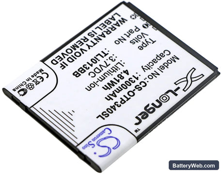 Alcatel One Touch Pixi 3 4.0 Replacement Battery, 3.7V, 1300mAh, Li-ion 2