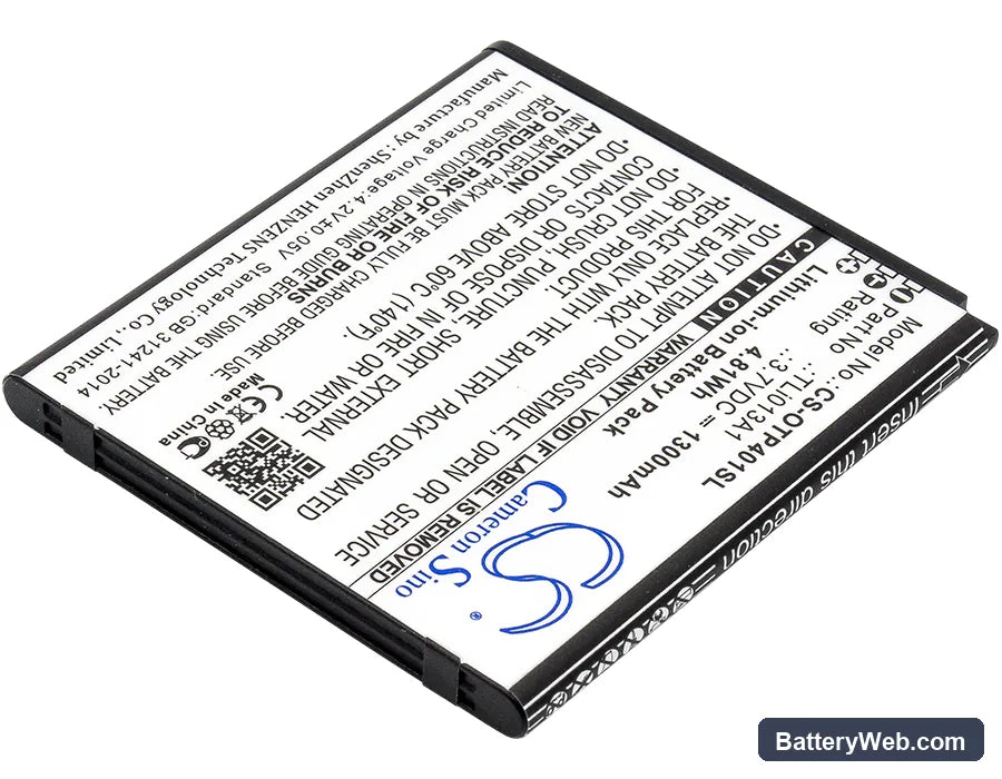 Alcatel One Touch Pixi 4 3.5 Replacement Battery, 3.7V, 1300mAh, Li-ion 2