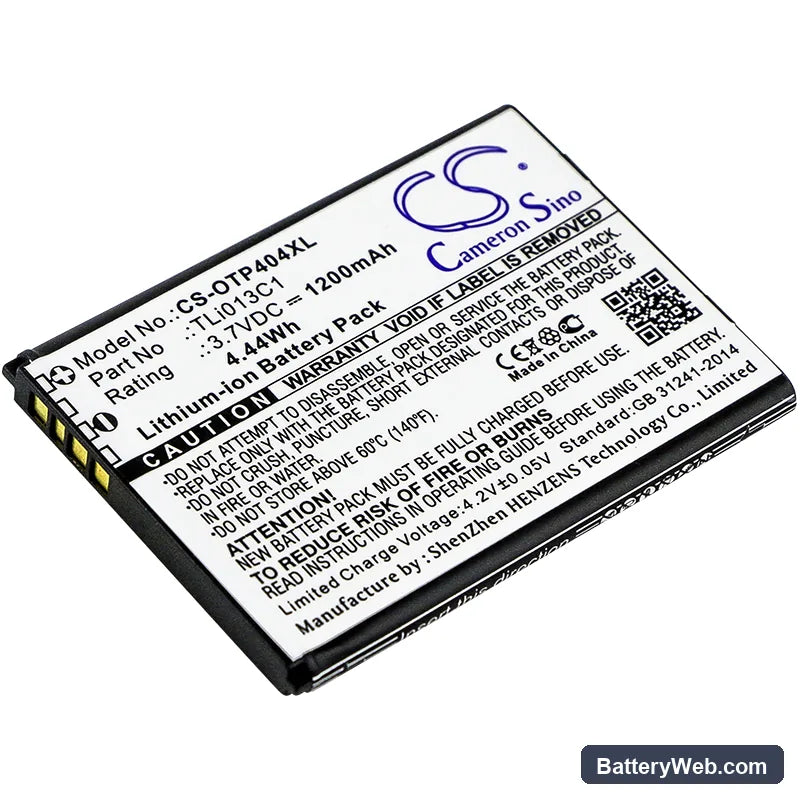 Alcatel One Touch Go Flip Replacement Battery, 3.7V, 1200mAh, Li-ion 1