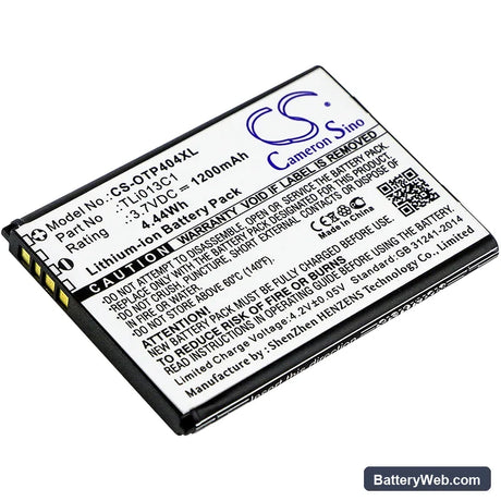 Alcatel One Touch Go Flip Replacement Battery, 3.7V, 1200mAh, Li-ion 1