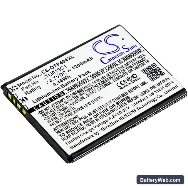 Alcatel One Touch Go Flip Replacement Battery, 3.7V, 1200mAh, Li-ion 1