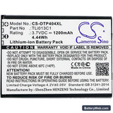 Alcatel One Touch Go Flip Replacement Battery, 3.7V, 1200mAh, Li-ion 3