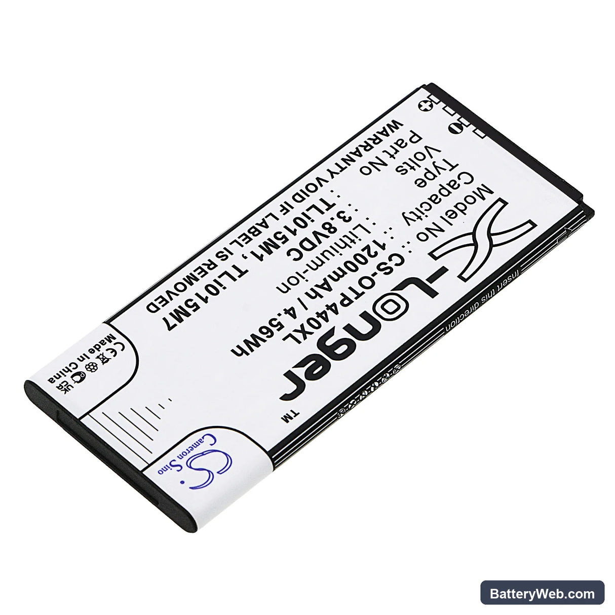 Alcatel One Touch Pixi 4 4.0 Replacement Battery, 3.8V, 1200mAh, Li-ion 2