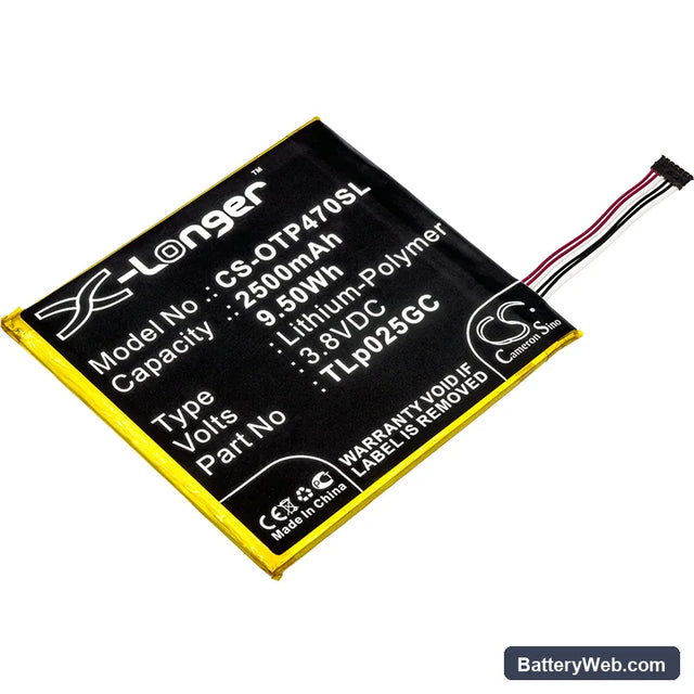Alcatel One Touch Pixi 4 7.0 Replacement Battery, 3.8V, 2500mAh, Li-Polymer 1