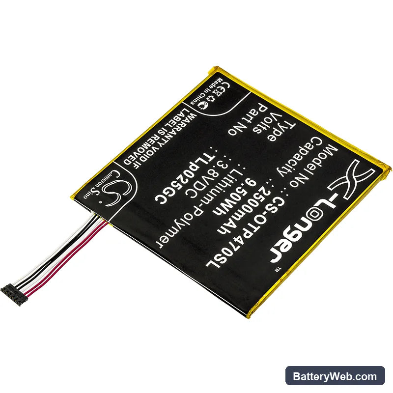 Alcatel One Touch Pixi 4 7.0 Replacement Battery, 3.8V, 2500mAh, Li-Polymer 2