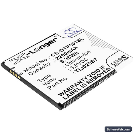 Alcatel A3 Plus Replacement Battery, 3.8V, 2200mAh, Li-ion 1