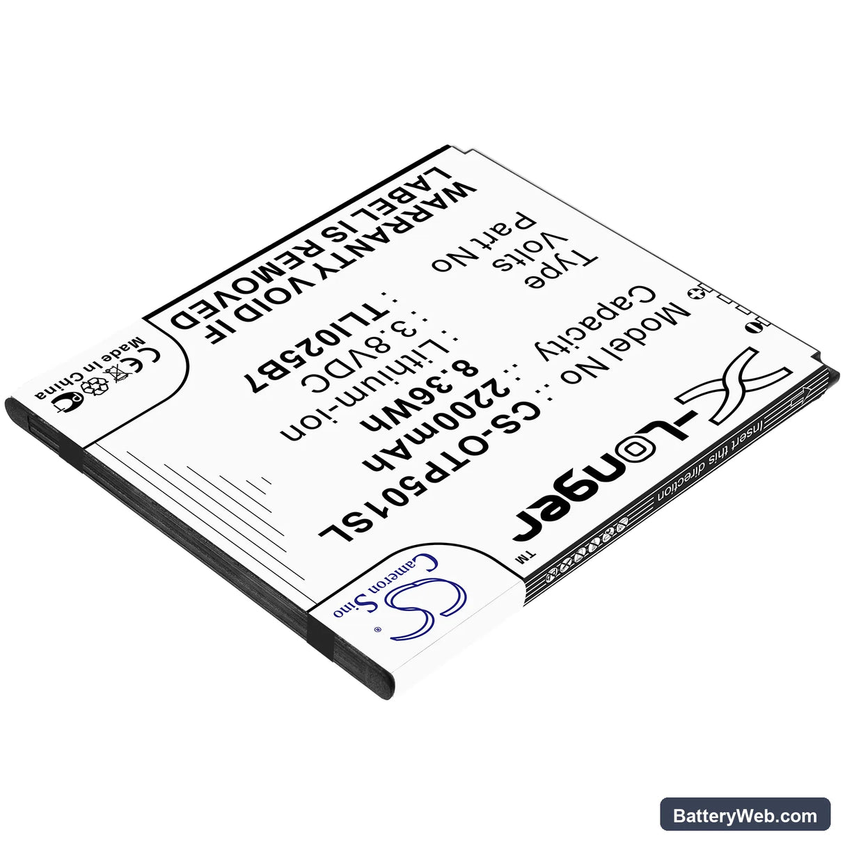 Alcatel A3 Plus Replacement Battery, 3.8V, 2200mAh, Li-ion 2