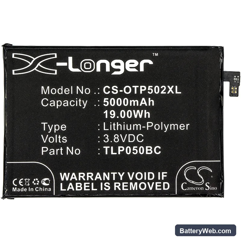 Alcatel One Touch Pixi 4 Plus Power Replacement Battery, 3.8V, 5000mAh, Li-Polymer 5