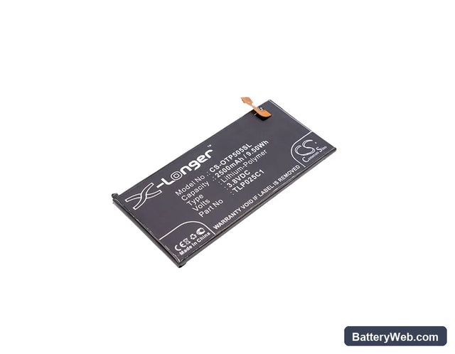 Alcatel One Touch Pop 4+ Replacement Battery, 3.8V, 2500mAh, Li-Polymer 1