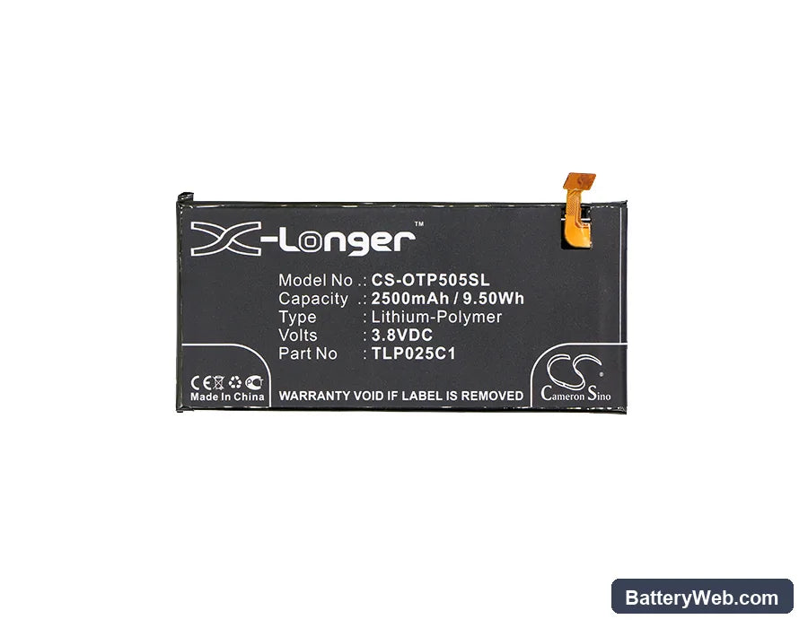 Alcatel One Touch Pop 4+ Replacement Battery, 3.8V, 2500mAh, Li-Polymer 5
