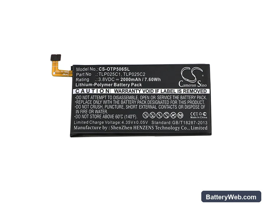 Alcatel One Touch Pop 4+ Replacement Battery, 3.8V, 2000mAh, Li-Polymer 3