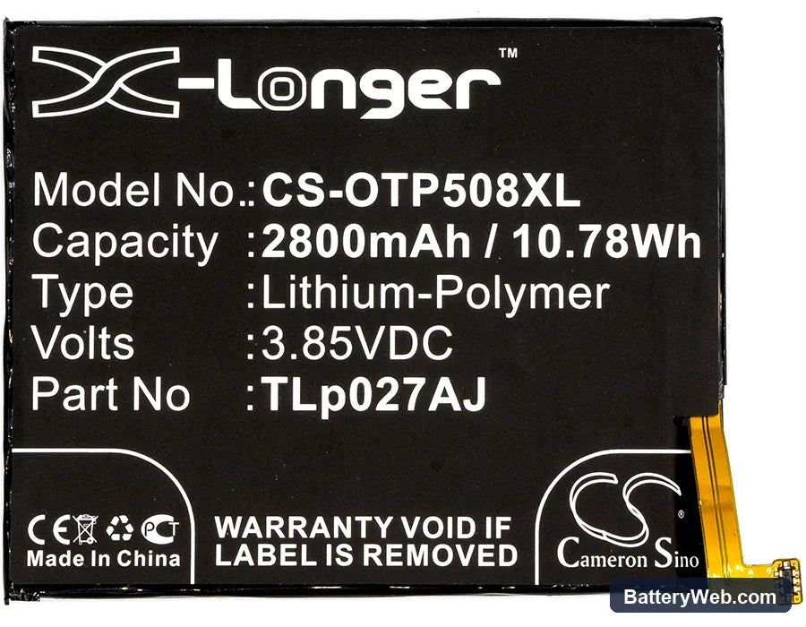 Alcatel Pulsemix Replacement Battery, 3.85V, 2800mAh, Li-Polymer 5