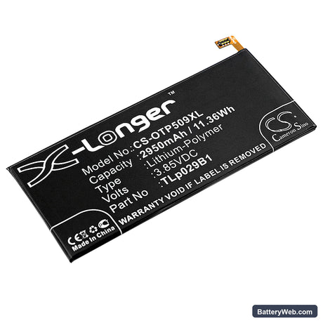 Alcatel Touch Pop 4S Replacement Battery, 3.85V, 2950mAh, Li-Polymer 1