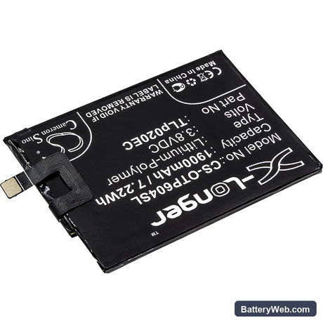 Alcatel One Touch Pop Up Replacement Battery, 3.8V, 1900mAh, Li-Polymer 2