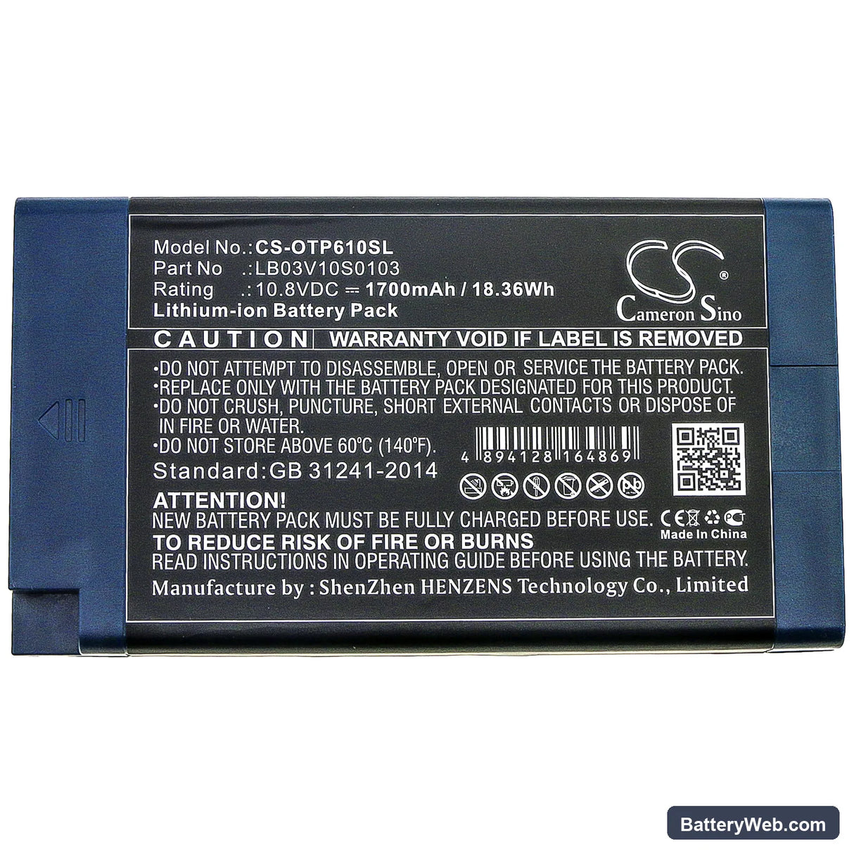 OPWILL OTP6123 Replacement Battery, 10.8V, 1700mAh, Li-ion 5