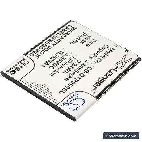 Alcatel One Touch Pixi 4 6" Replacement Battery, 3.85V, 2400mAh, Li-ion 2