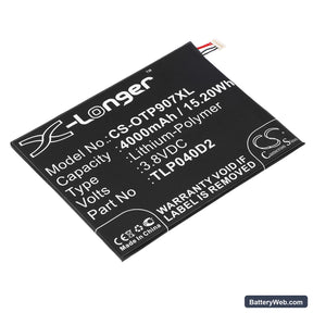 Alcatel One Touch Pixi 3 7 Replacement Battery, 3.8V, 4000mAh, Li-Polymer 1