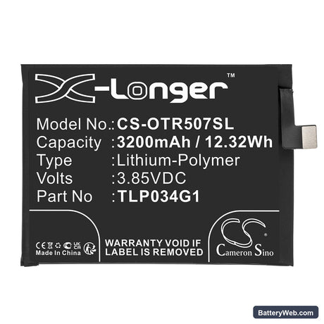 Alcatel OT-5007S Replacement Battery, 3.85V, 3200mAh, Li-Polymer 3