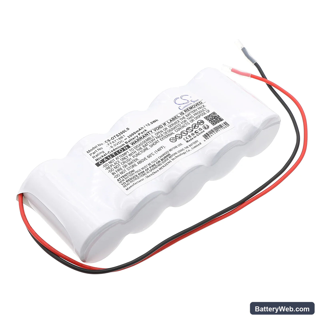 OTIS 2000 Replacement Battery, 6V, 2000mAh, Ni-CD 1