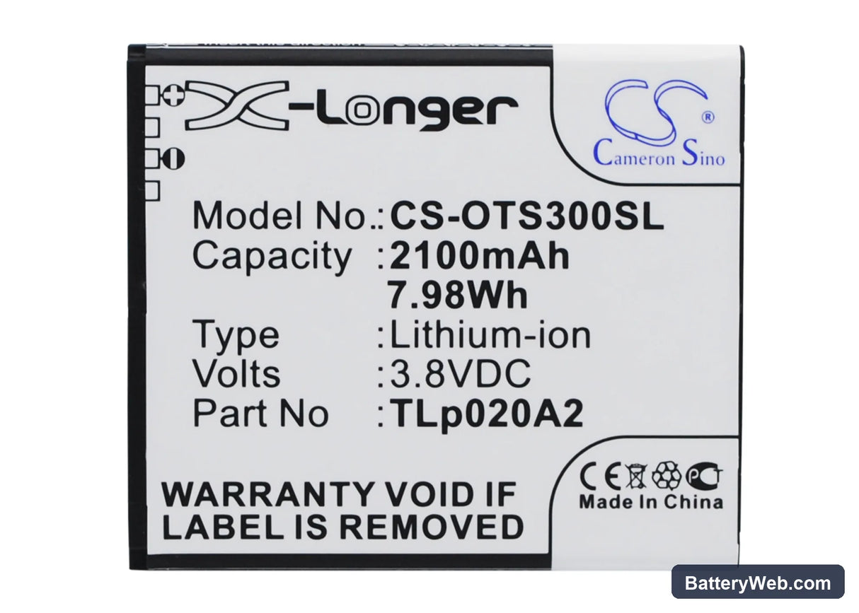 Alcatel One Touch POP S3 Replacement Battery, 3.8V, 2100mAh, Li-ion 1