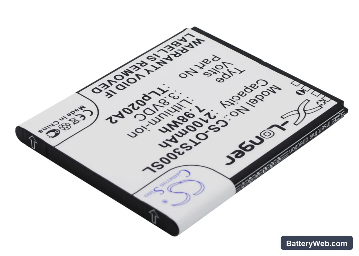 Alcatel One Touch POP S3 Replacement Battery, 3.8V, 2100mAh, Li-ion 3