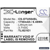 Alcatel OT-5047U Replacement Battery, 3.7V, 1750mAh, Li-ion 3