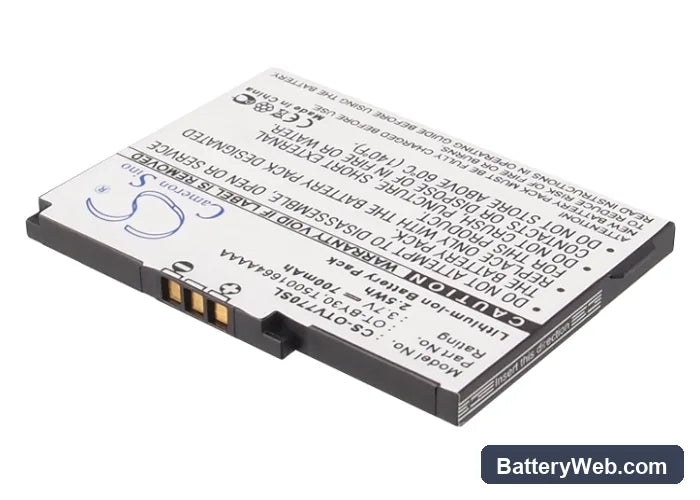 Alcatel OT-V770 Replacement Battery, 3.7V, 700mAh, Li-ion 1
