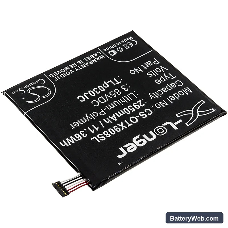 Alcatel TIM XL 2018 Replacement Battery, 3.85V, 2950mAh, Li-Polymer 2