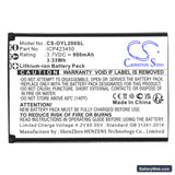 Olympia Happy II Replacement Battery, 3.7V, 900mAh, Li-ion 3