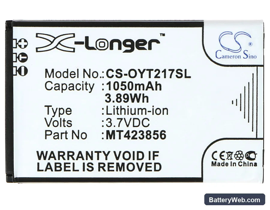 Olympia Touch Replacement Battery, 3.7V, 1050mAh, Li-ion 5