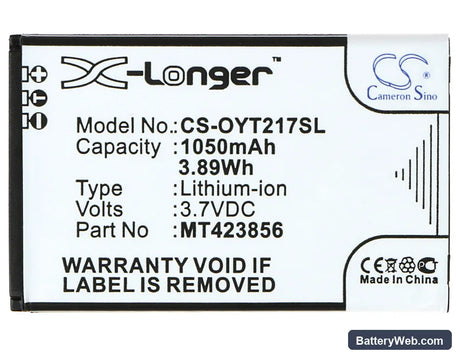 Olympia Touch Replacement Battery, 3.7V, 1050mAh, Li-ion 5