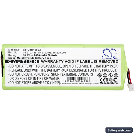 Ozroll E-Port Controller Replacement Battery, 14.4V, 2000mAh, Ni-MH 3