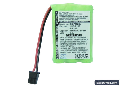 Panasonic KX-TC1210 Replacement Battery, 3.6V, 700mAh, Ni-MH 5