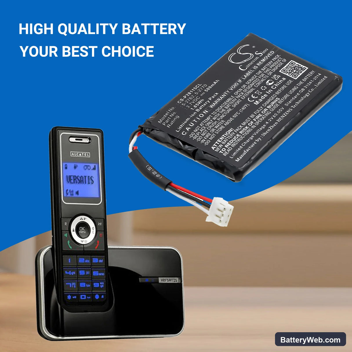 Thomson 28106FE1 Ultra Slim Dect Replacement Battery, 3.7V, 500mAh, Li-ion 6