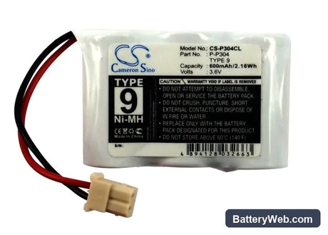 Panasonic Replacement Battery, 3.6V, 600mAh, Ni-MH 5
