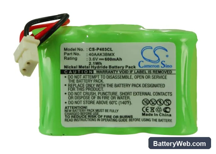 Akai CP161AUS Replacement Battery, 3.6V, 600mAh, Ni-MH 5