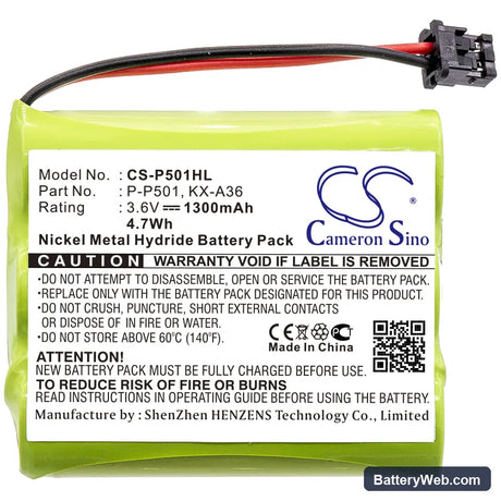 GP GP60AAK3BMS Replacement Battery, 3.6V, 1300mAh, Ni-MH 3