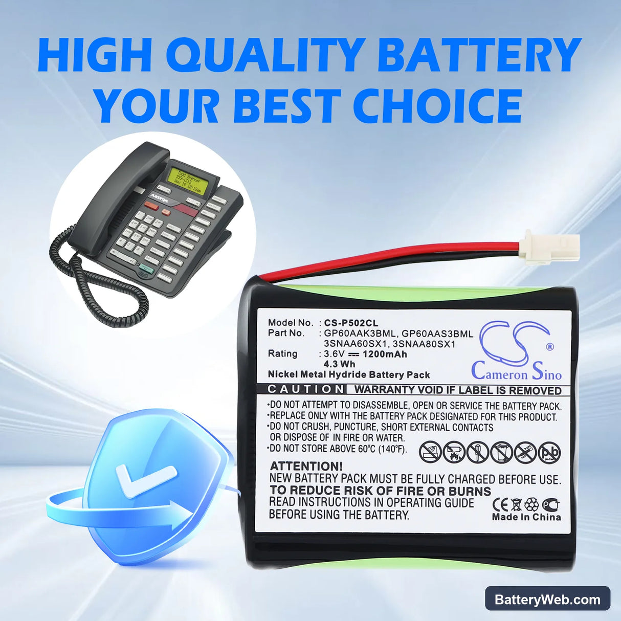 Sylvania 39230 Replacement Battery, 3.6V, 1200mAh, Ni-MH 6